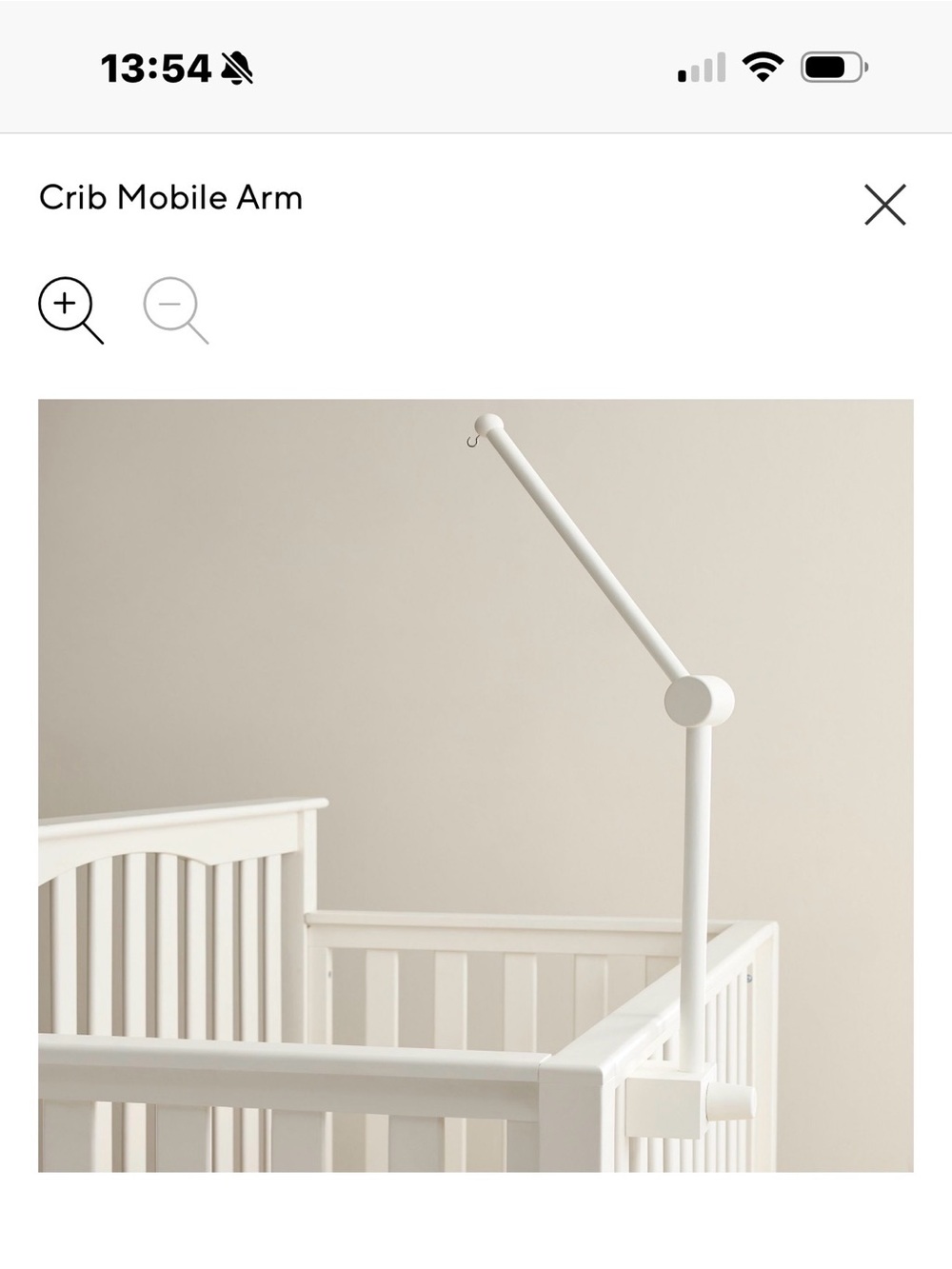Pottery Barn Kids White Crib Mobile Arm
